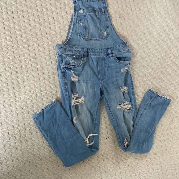 GARAGE RIPPED DENIM OVERALLS - Picture 5 of 5